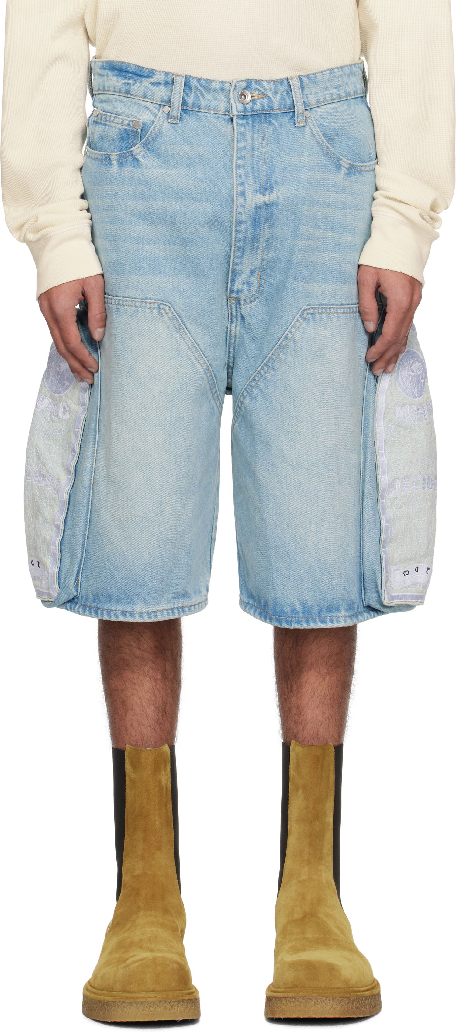 Šortky Who Decides War Who Decides War Side Embroidery Denim Shorts Modrá | 1121020008SS25, 0