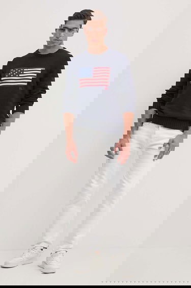 Sveter Polo by Ralph Lauren Cotton Crew Neck American Flag Sweater Navy | 710718281, 1