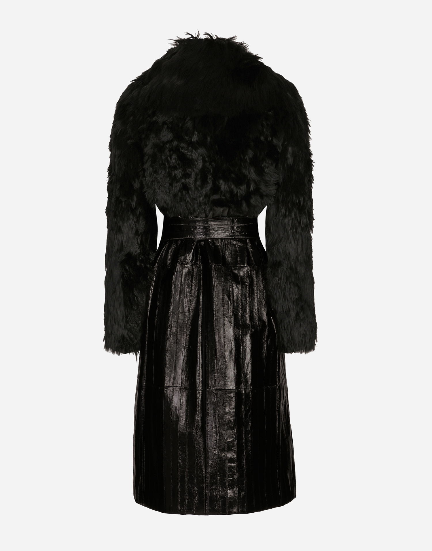 Kabáty Dolce & Gabbana Alpaca And Eel Skin Single-breasted Coat With Belt Čierna | F0G1XFGDCP5N0000, 1