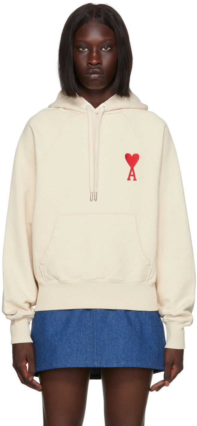 Mikina AMI SSENSE x Hoodie Béžová | SPEUSW222.747, 0