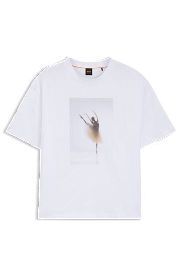 Tričko BOSS Stretch-cotton T-shirt with Ballet Artwork Biela | 50556978