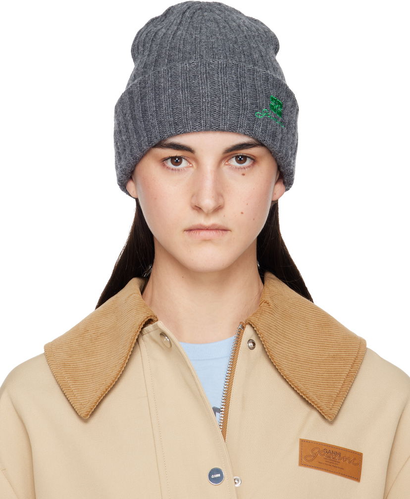 Kulicha GANNI Wool Knit Beanie Šedá | A6928