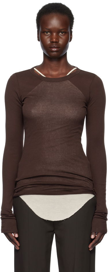 Sveter Rick Owens Rick Owens Hollywood Rib Long Sleeve T-Shirt Hnedá | RP01E7202 MR, 0