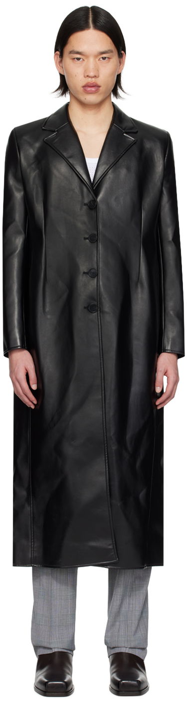 Kabáty Coperni Coperni Button Faux-Leather Longline Coat Čierna | COPM20829MEN, 0