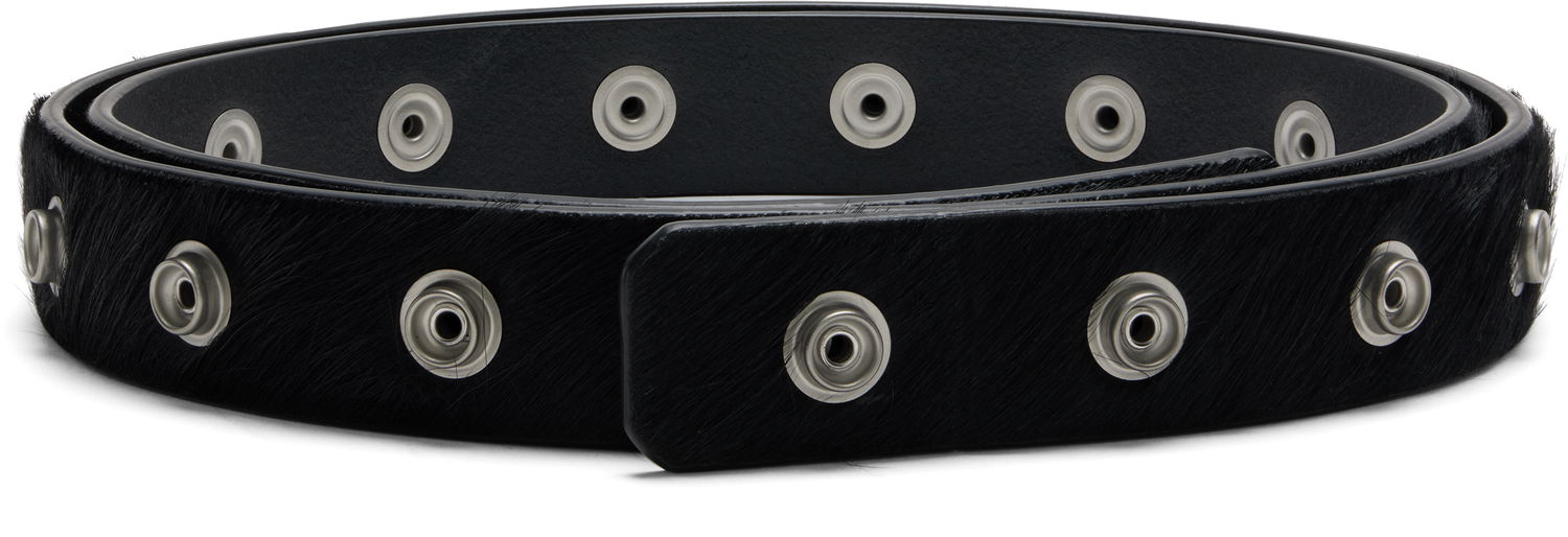 Opasok Rick Owens Rick Owens Concordians Pony Hair Snap Belt Čierna | RR02E1482 LHL, 0