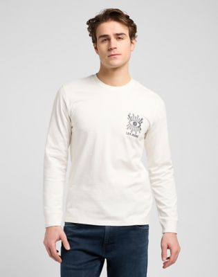 Tričko Lee Lee Regular Fit Long Sleeve Graphic T-Shirt Size XXL Biela | 112373176, 0