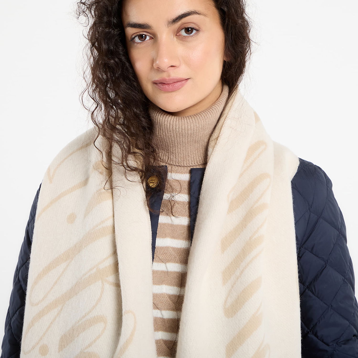 Šál Tommy Hilfiger Tommy Script Logo Fringed Scarf Béžová | AW0AW17786 RBT, 1