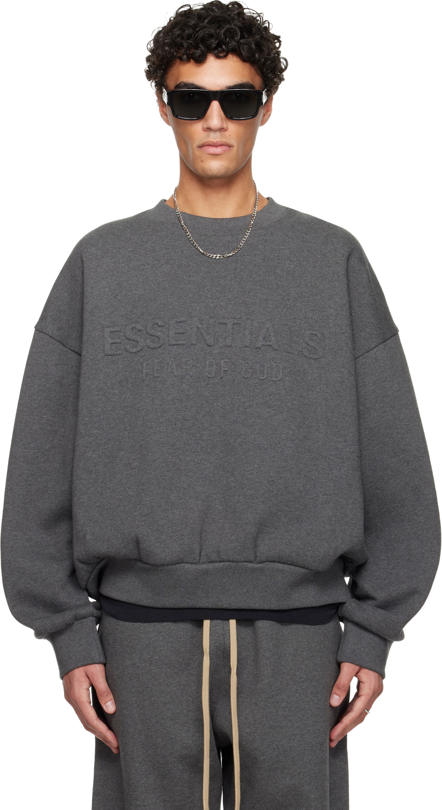 Mikina Fear of God Holiday Embossed Classic Crewneck Sweatshirt Šedá | 192HO256551F, 0