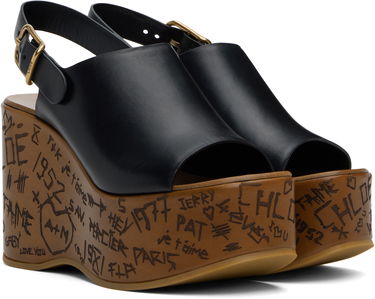 Starostlivosť o obuv CHLOÉ Chloé Maxime Wedge Sandals Čierna | CHC25U10GLU, 3