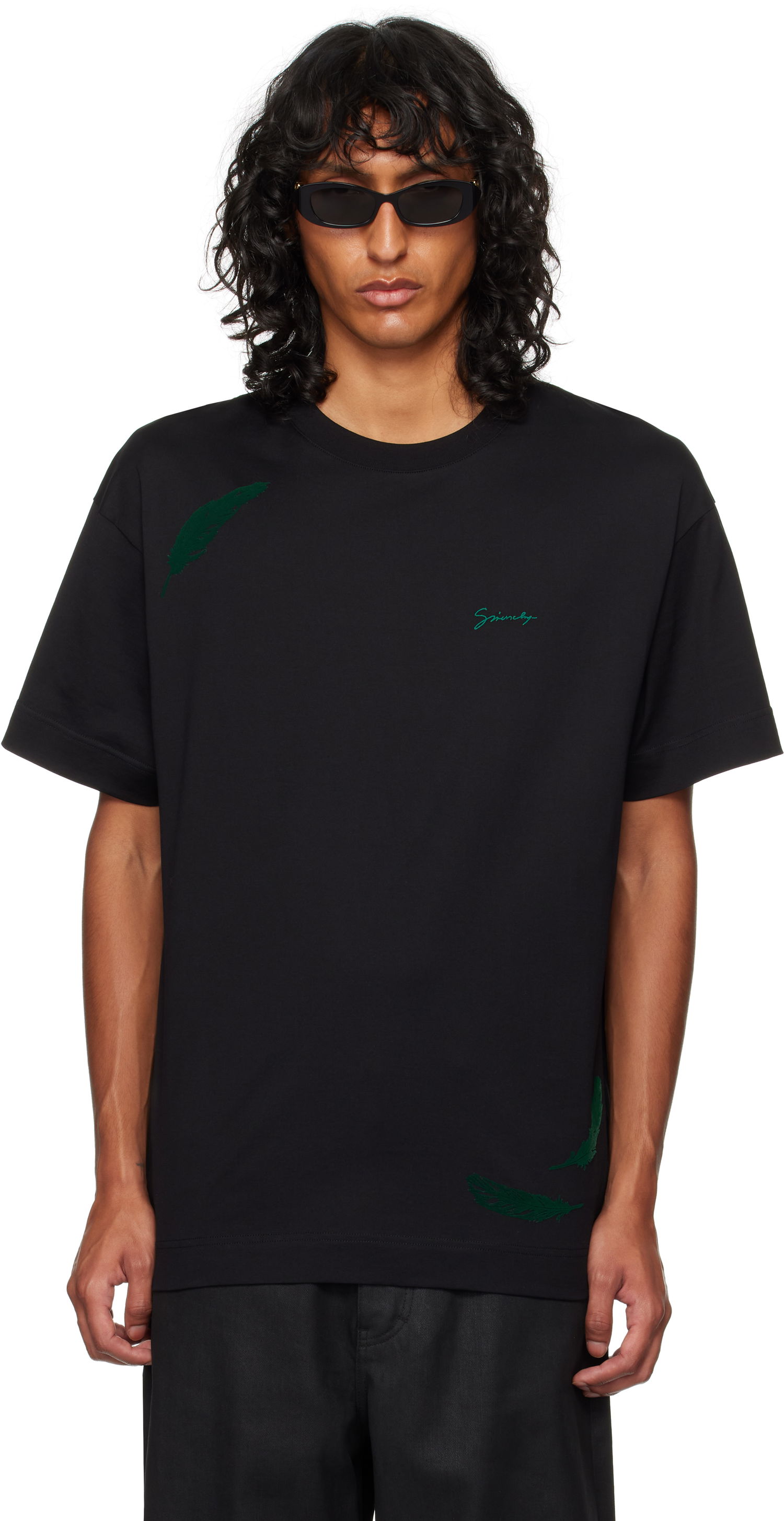Tričko Givenchy Feathers T-Shirt Čierna | BM71JA3YNT013, 0
