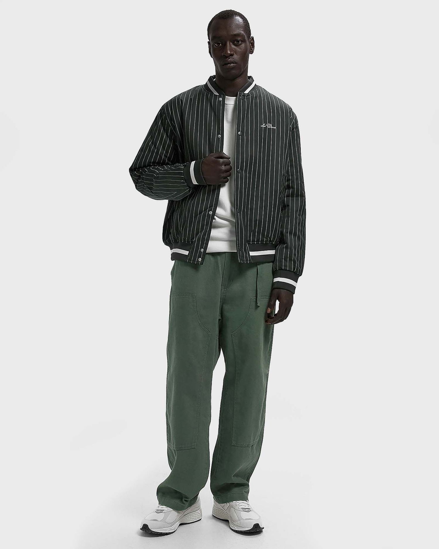 Bomber bunda Les Deux Pinstripe Tech Varsity Jacket Čierna | 1000381-515, 1