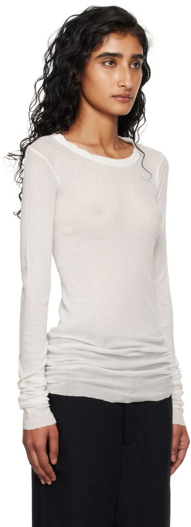 Tričko Rick Owens Rick Owens Concordians Mini Rib Long Sleeve T-Shirt Biela | RP02E4202 MR, 1