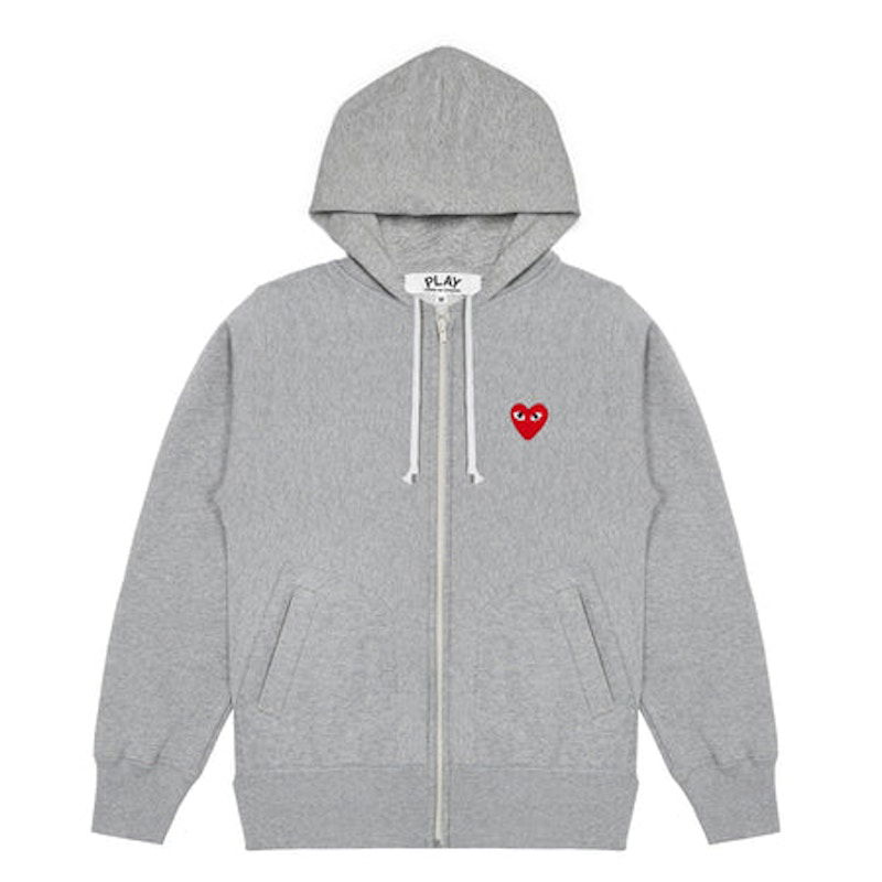 Mikina Comme des Garçons Red Heart Zip Up Hoodie Šedá | AZ-T168-051-1 / P1T168-1, 0