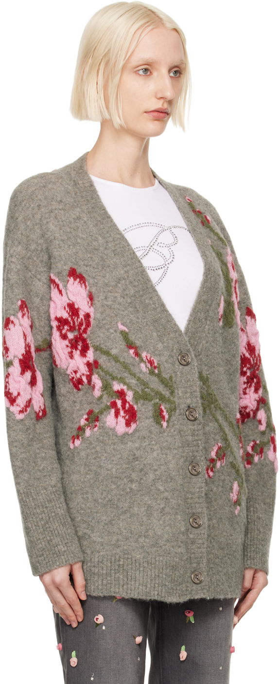 Sveter Blumarine Floral Embroidered Cardigan Šedá | A422M489A, 1