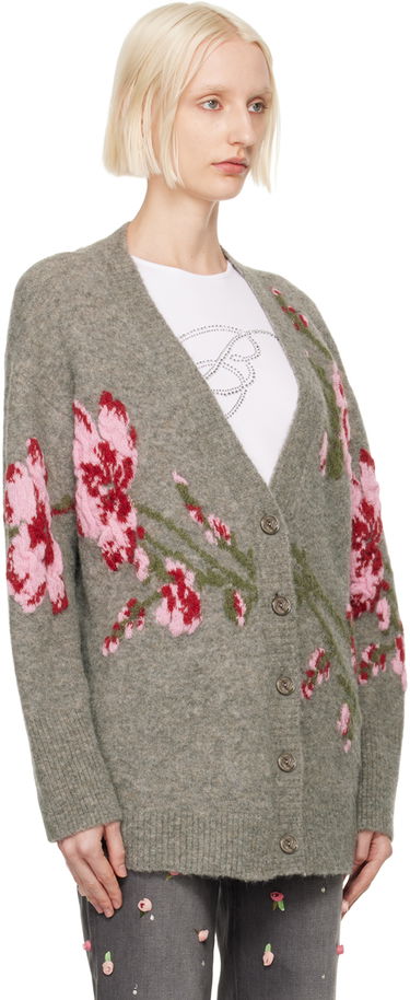 Sveter Blumarine Floral Embroidered Cardigan Šedá | A422M489A, 1
