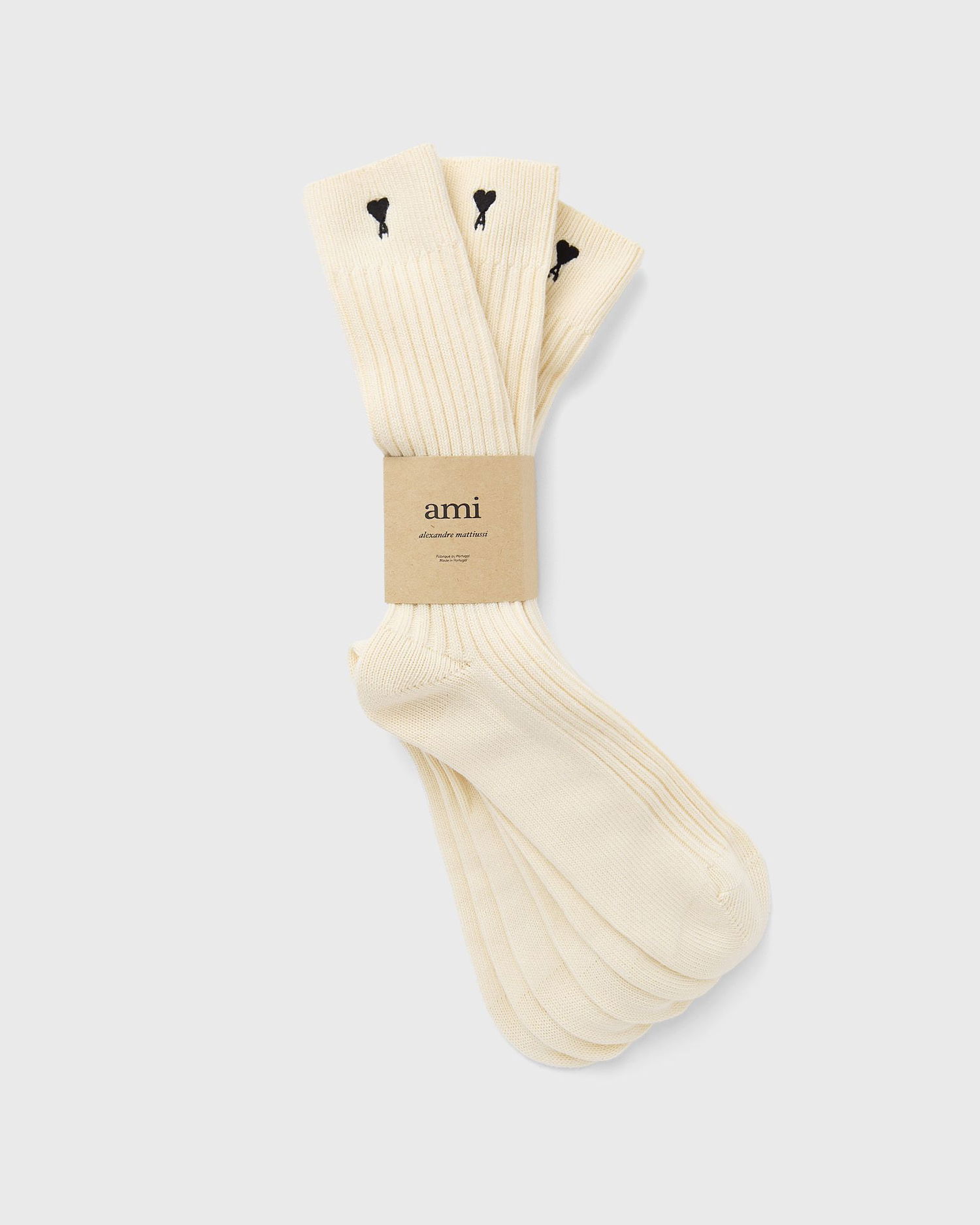 Ponožky AMI AMI De Coeur Ribbed Socks 3-Pack Biela | USC611.AK0007-150, 0