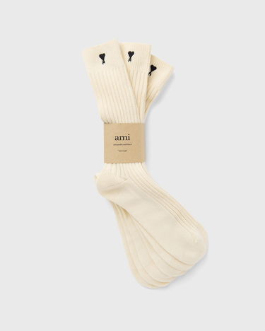 Ponožky AMI AMI De Coeur Ribbed Socks 3-Pack Biela | USC611.AK0007-150, 0