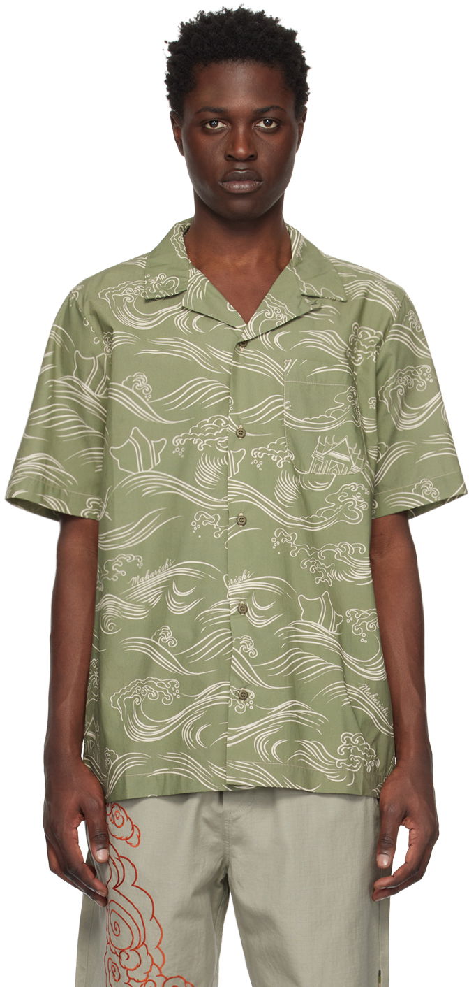 Košeľa Maharishi Wave Print Relaxed Fit Shirt Zelené | 4263, 0