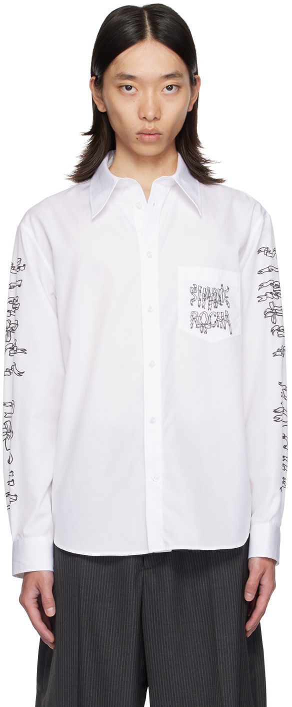 Košeľa Simone Rocha Simone Rocha Ribbon Logo Print Shirt Biela | 5281P1921 1025, 0