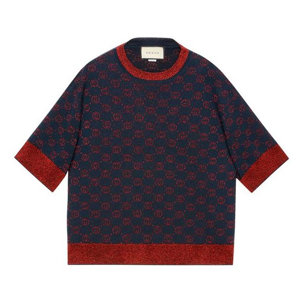 Sveter Gucci Interlocking Half Sleeve Sweater Modrá | 605920-XKAHT-4668