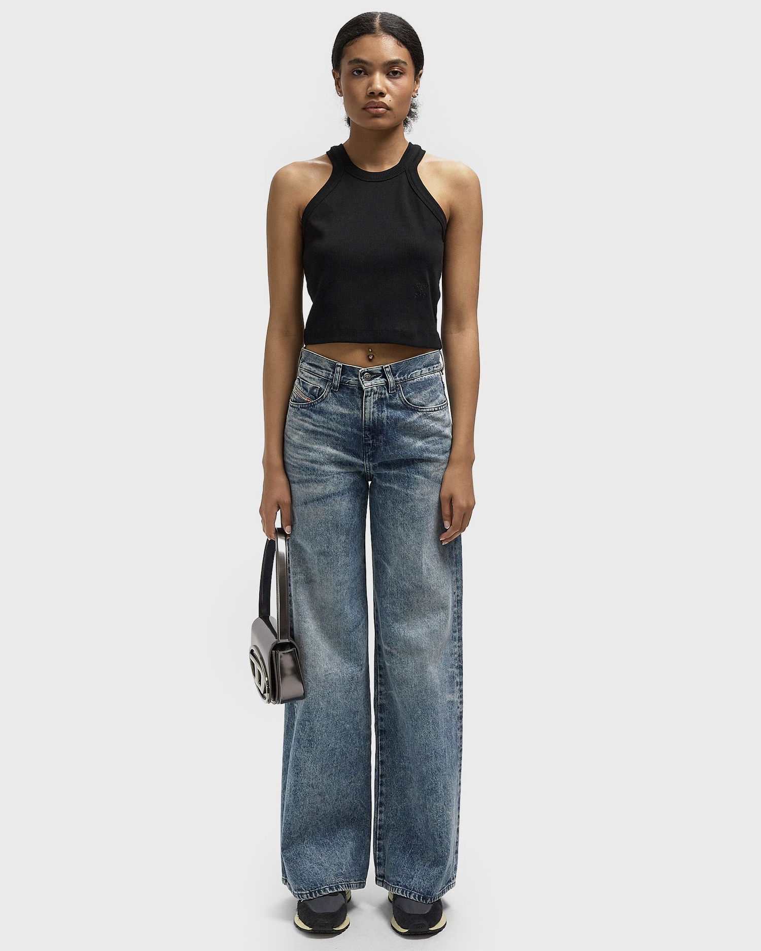 Džínsy Diesel 1978 D-AKEMI-FSH Distressed Wide Leg Jeans Modrá | A21499-007DA-01, 1