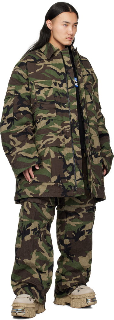 Cargo nohavice VETEMENTS Vetements Runway Metalized Wrinkled Cargo Pants Zelené | UA66PA100X, 3