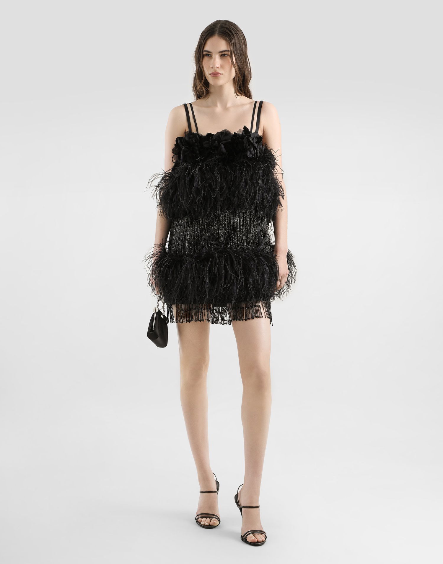 Tielko Dolce & Gabbana Dolce & Gabbana Feather Embellished Satin Top Čierna | F60FIZGDDI5N0000, 1