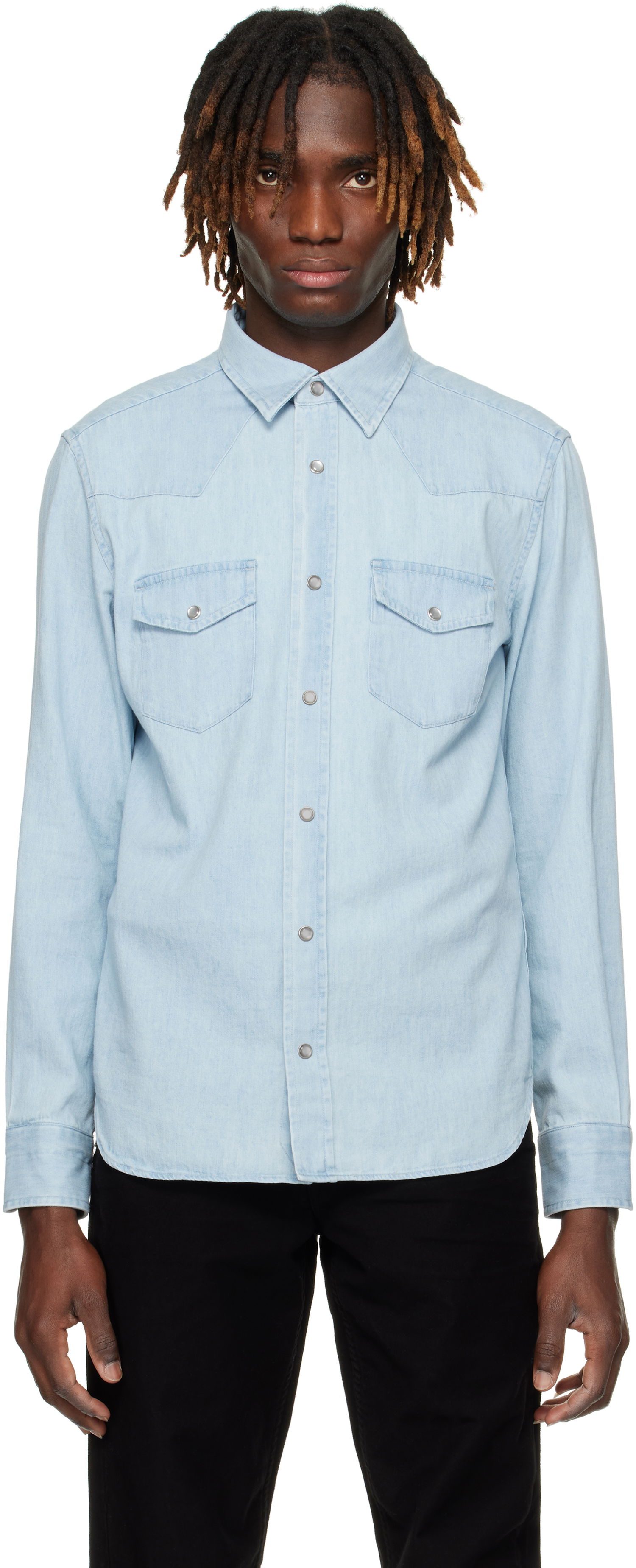 Košeľa Tom Ford TOM FORD Western Denim Shirt Modrá | HDS001-FMC130F24, 0