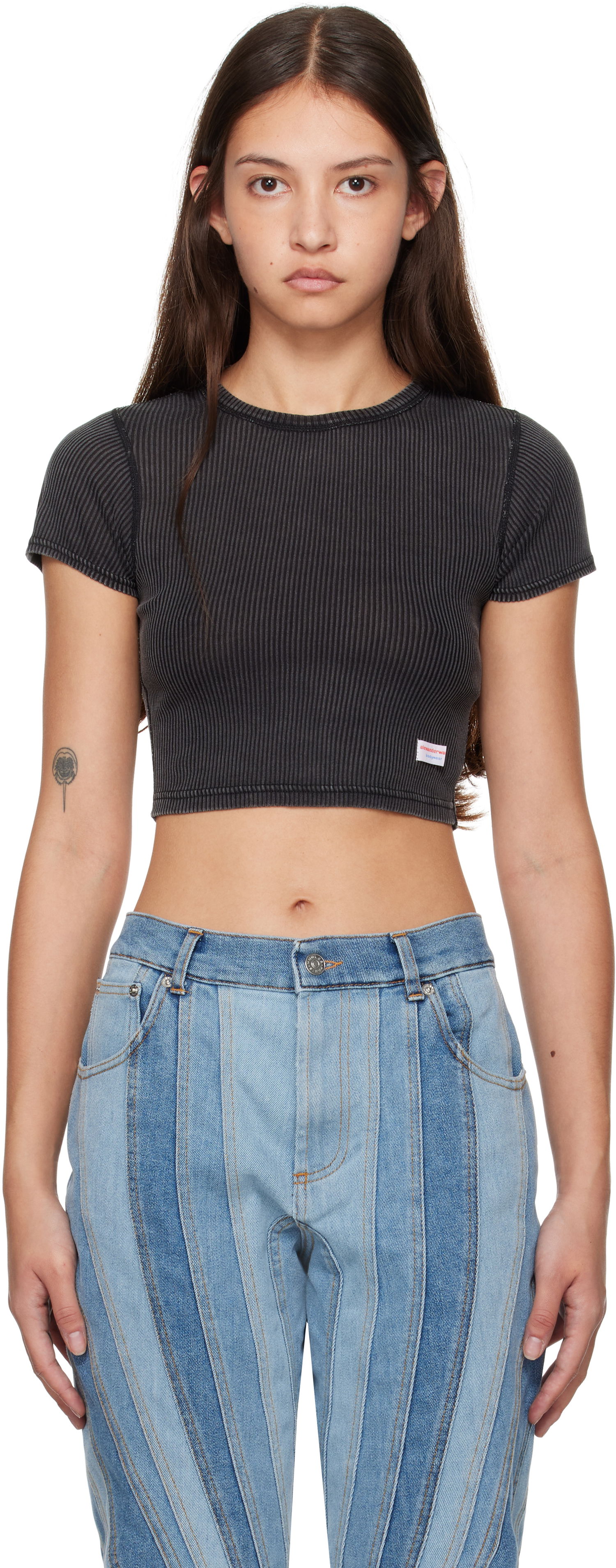 Crop Top Alexander Wang Cropped Short-Sleeve T-Shirt Čierna | 8C2238046W, 0