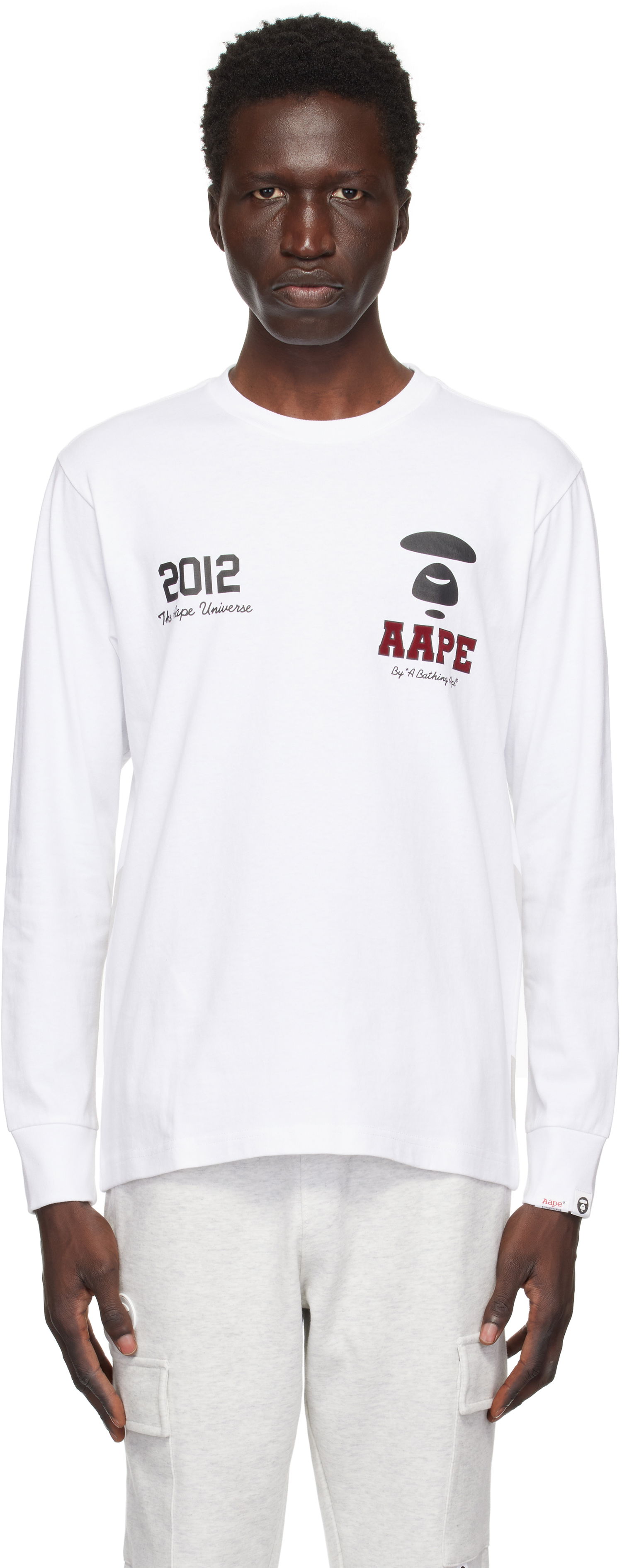 Tričko AAPE by A Bathing Ape AAPE by A Bathing Ape Basic Long Sleeve T-Shirt Biela | AAPLTM1558XXNWHX, 0