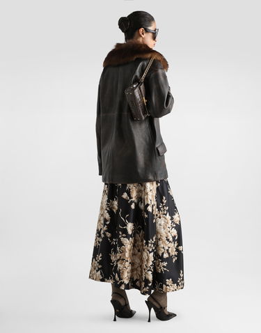 Bunda Dolce & Gabbana Dolce & Gabbana Leather Jacket with Fur Collar and Leopard Print Lining Hnedá | F9S72LHULXVM0022, 2