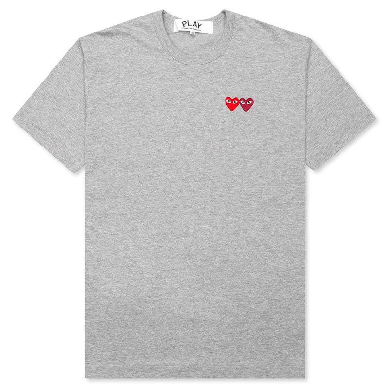 Tričko Comme des Garçons Double Hearts T-Shirt Šedá | AZ-T225-051-3