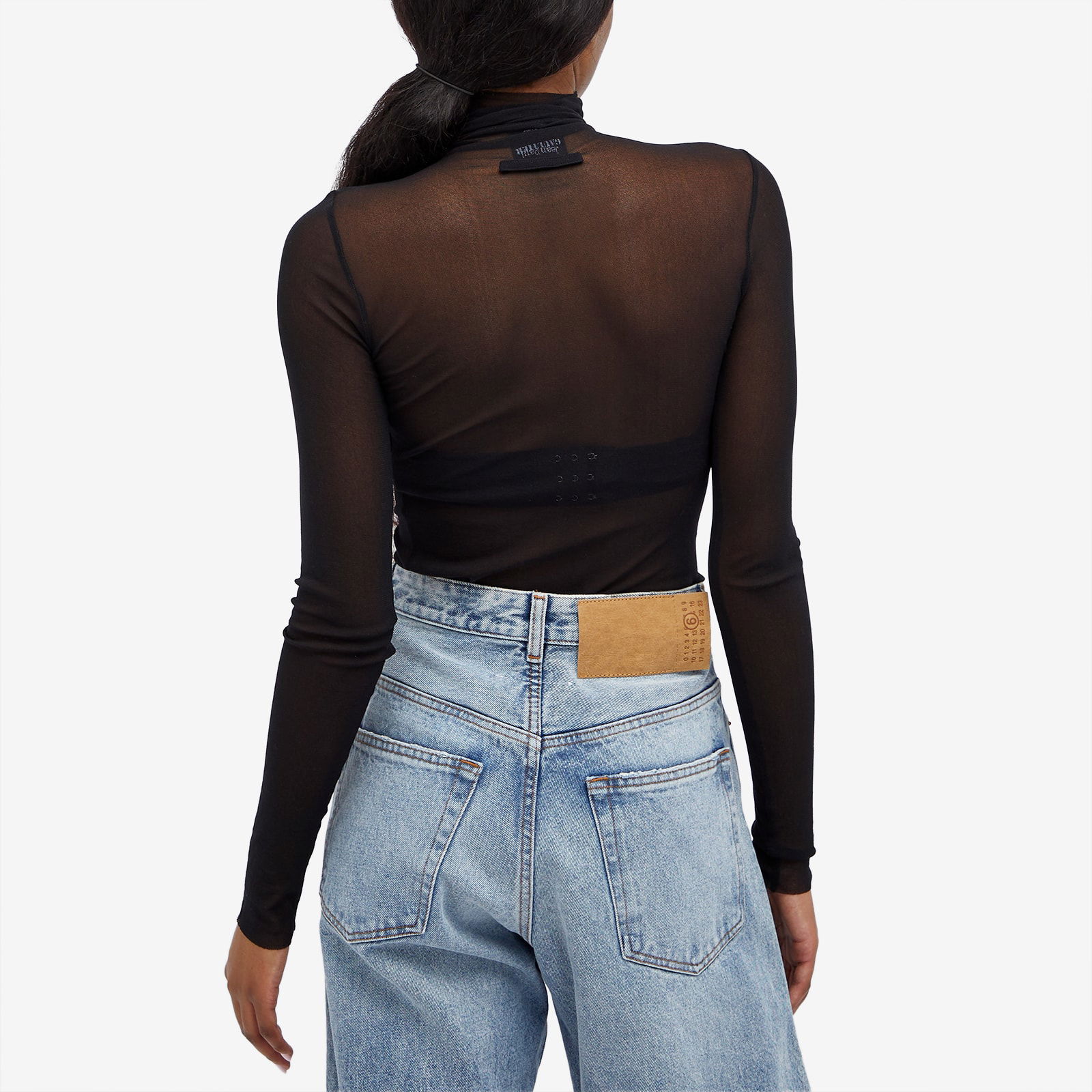 Mesh Turtle Neck Flocked Earth