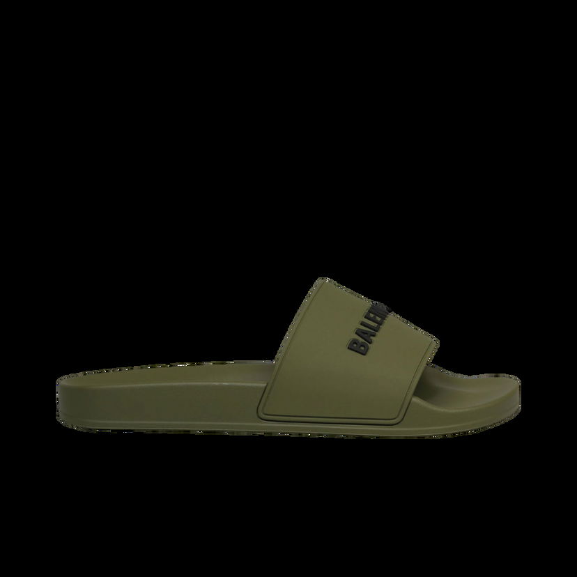 Tenisky a topánky Balenciaga Pool Slides Khaki Black 3D Logo Zelené | 565826 W1S80 3310