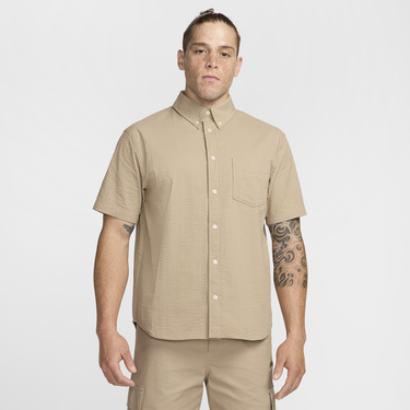 Košeľa Nike Life Short-Sleeve Seersucker Button-Down Shirt men Shortsleeves Béžová | FN3222-247, 4