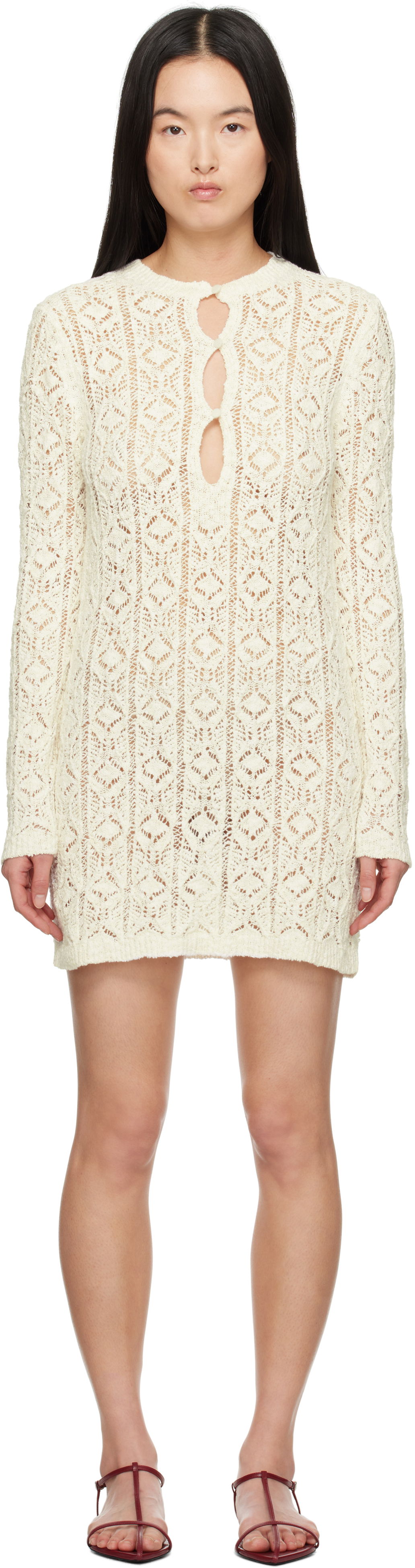Šaty Loulou de Saison Loulou de Saison Evan Knit Minidress Biela | EVAN, 0