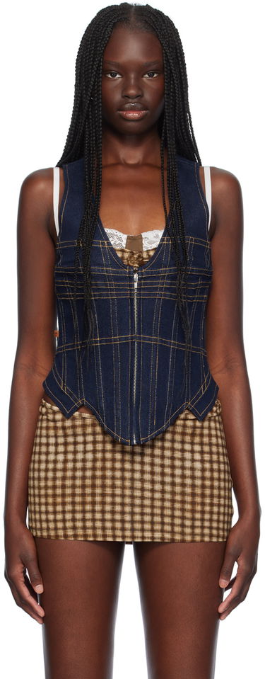 Vesta Miaou Miaou Dolly Denim Corset Top Modrá | 7146RWDBLD, 0