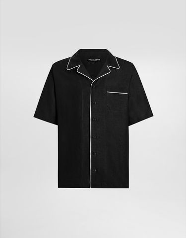 Košeľa Dolce & Gabbana Dolce & Gabbana Linen Hawaiian Shirt Čierna | G5NF5TFU4MCN0000, 0