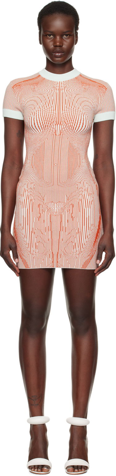 Šaty Jean Paul Gaultier Jean Paul Gaultier 'The Morphing Pinstripes Jacquard' Minidress Oranžová | 25/33-F-RO374-M084-4215, 0
