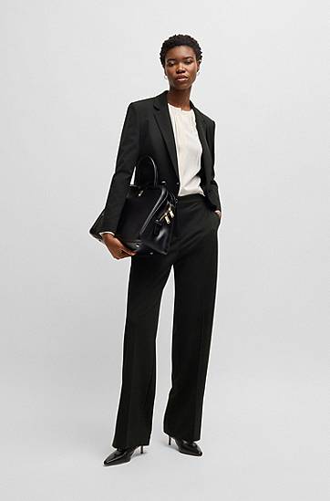 Nohavice BOSS Regular-Fit Punto Milano Jersey Trousers Čierna | 50537782, 1