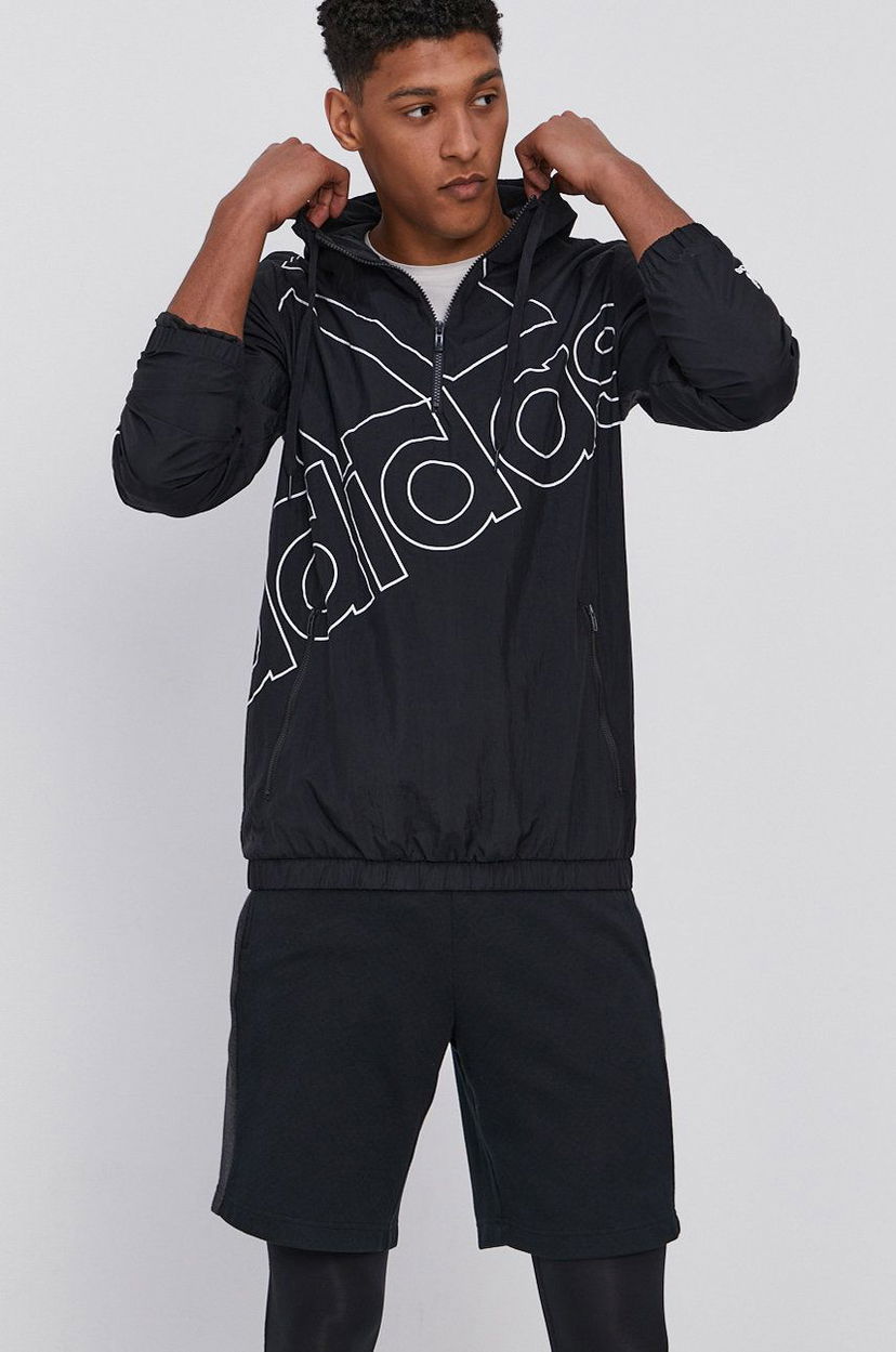 Vetrovka adidas Originals Adidas Hooded Woven Jacket Čierna | GK9439