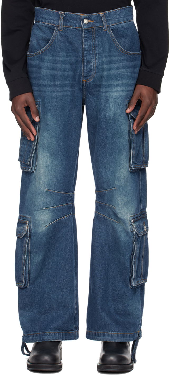 Cargo nohavice MISBHV Dirt Bath Denim Cargo Pants Modrá | 240M310