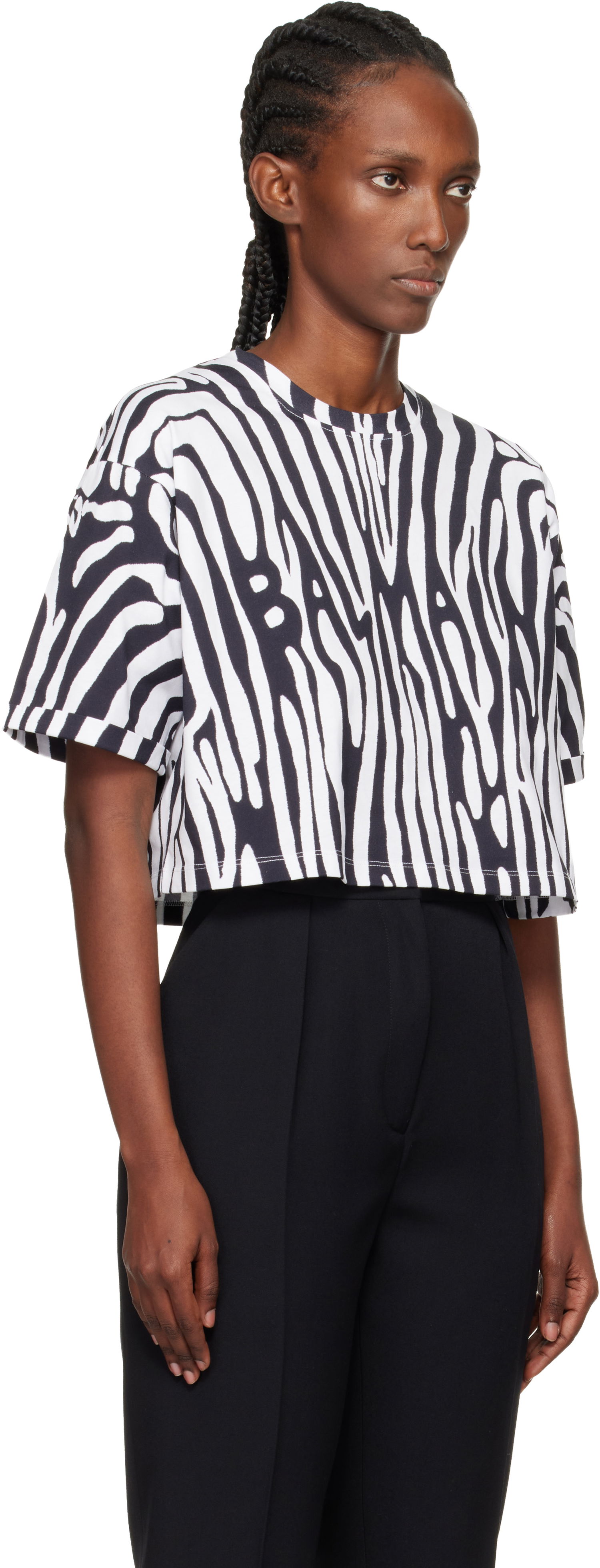 Crop Top Balmain Zebra Print 'Balmain' Cropped Short-Sleeve T-shirt Rôznofarebný | FF0EE140GF19, 1