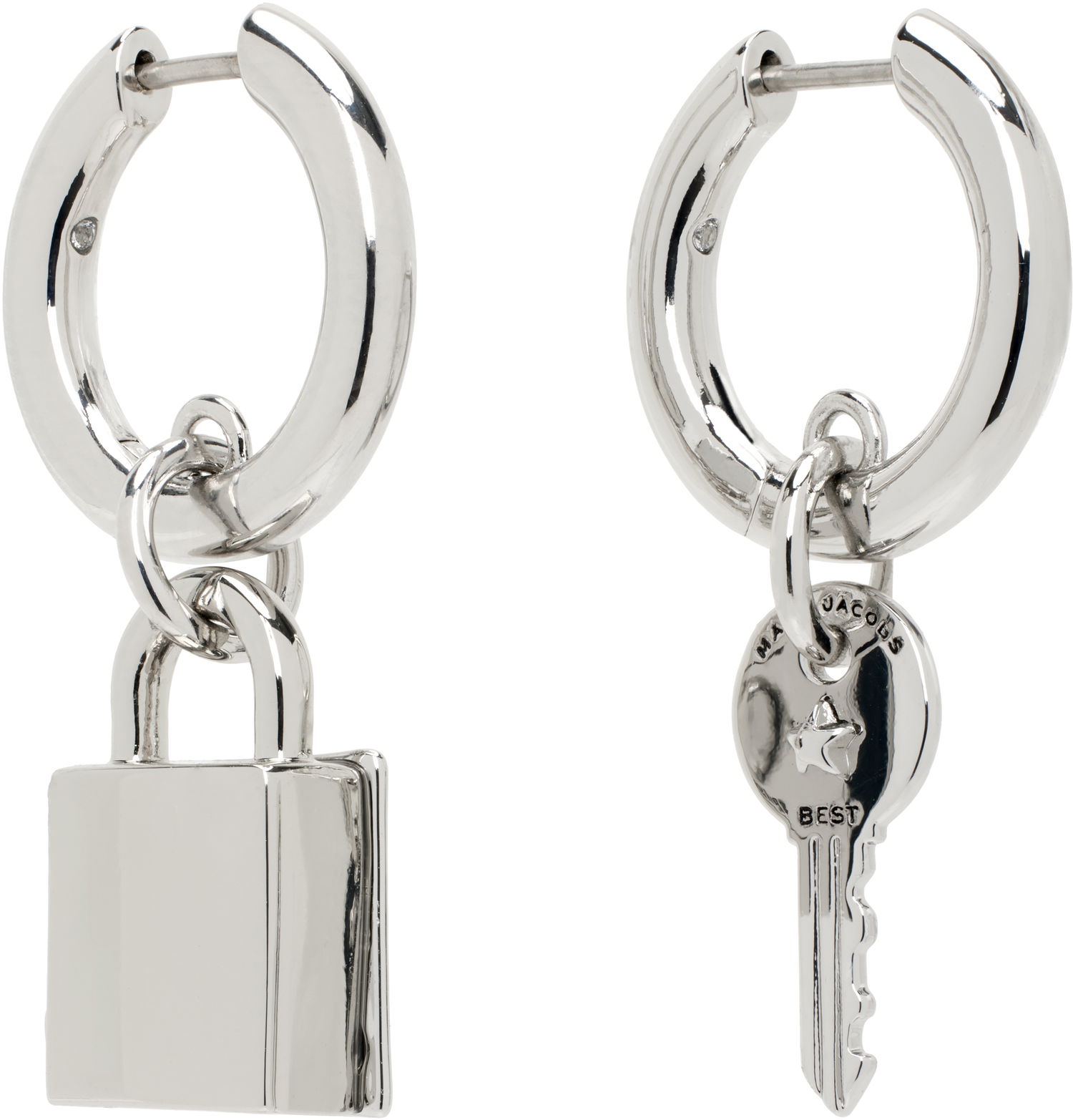 Náušnice Marc Jacobs Marc Jacobs Friendship Padlock Charm Hoop Earrings Metalická | 2R4JER001J44, 1