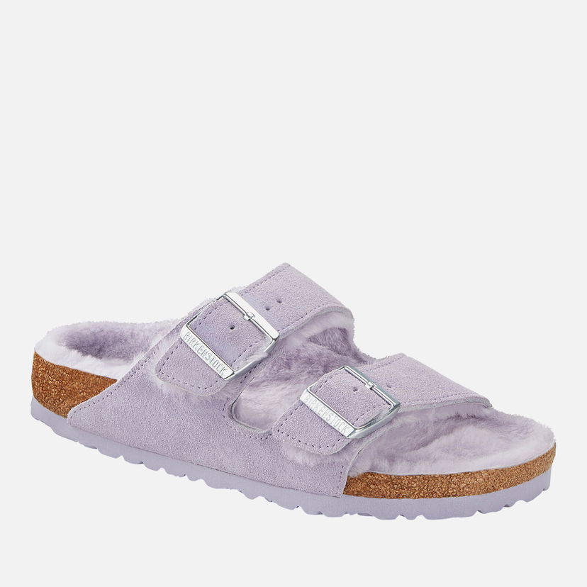 Tenisky a topánky Birkenstock Arizona Slim Fit Shearling-Lined Suede Sandals Šedá | 1023256