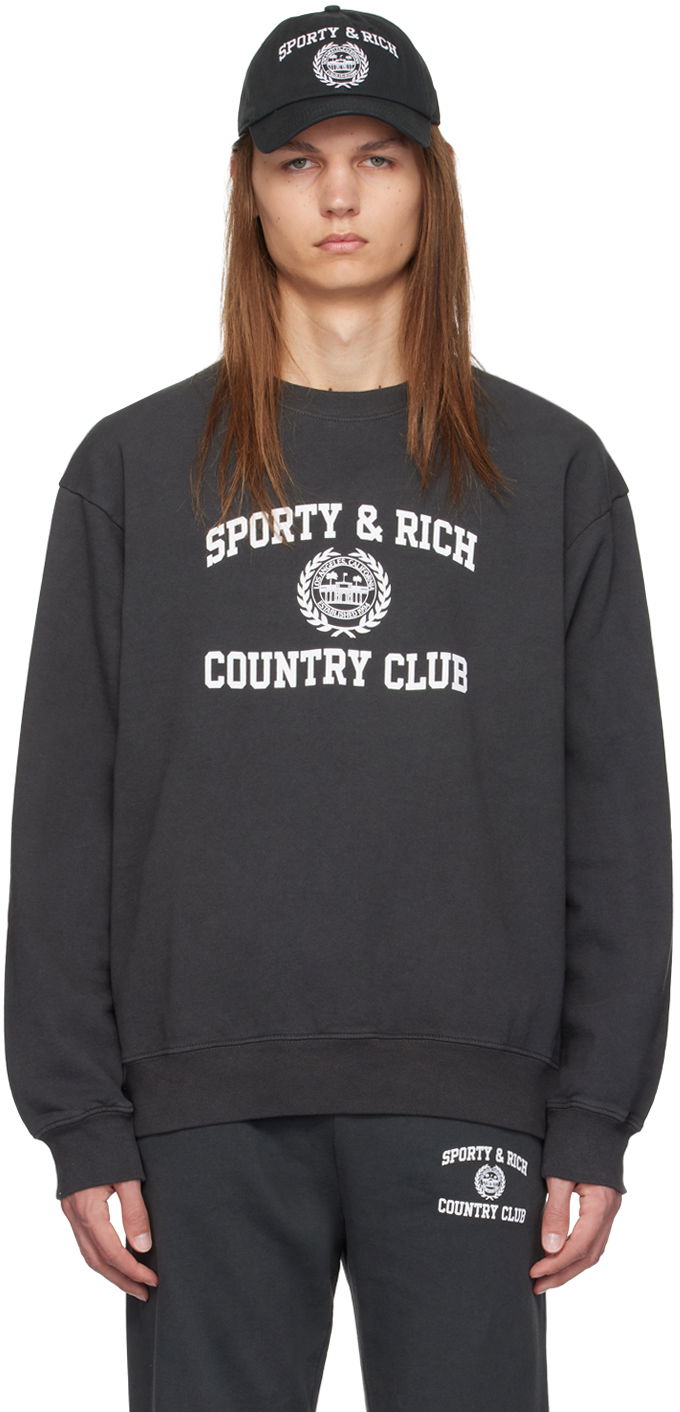 Tričko Sporty & Rich Black Varsity Crest Sweatshirt Čierna | WS067S409VF