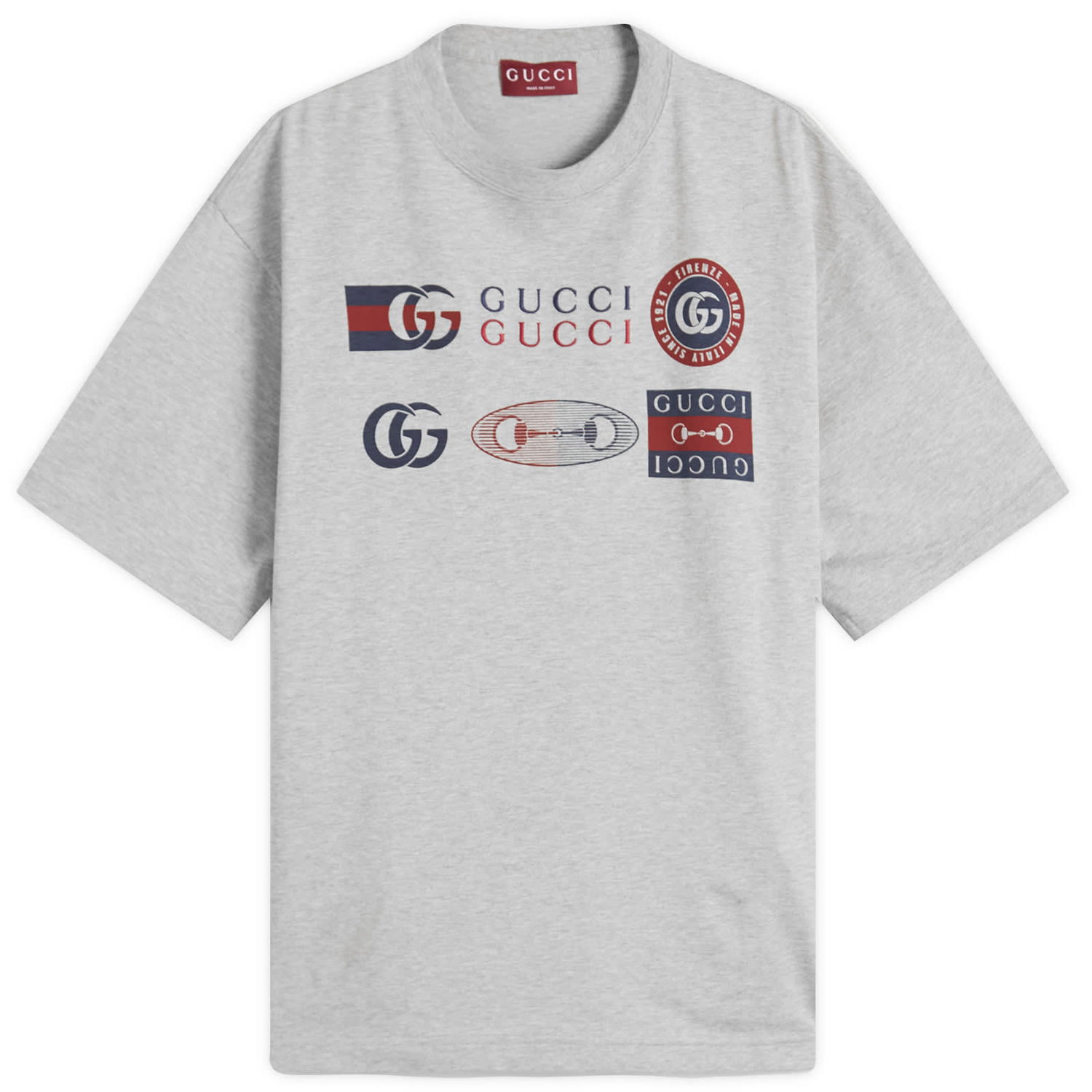 Tričko Gucci Motocross Logo T-Shirt, Size Large Šedá | 798115-XJHC8-1056, 1