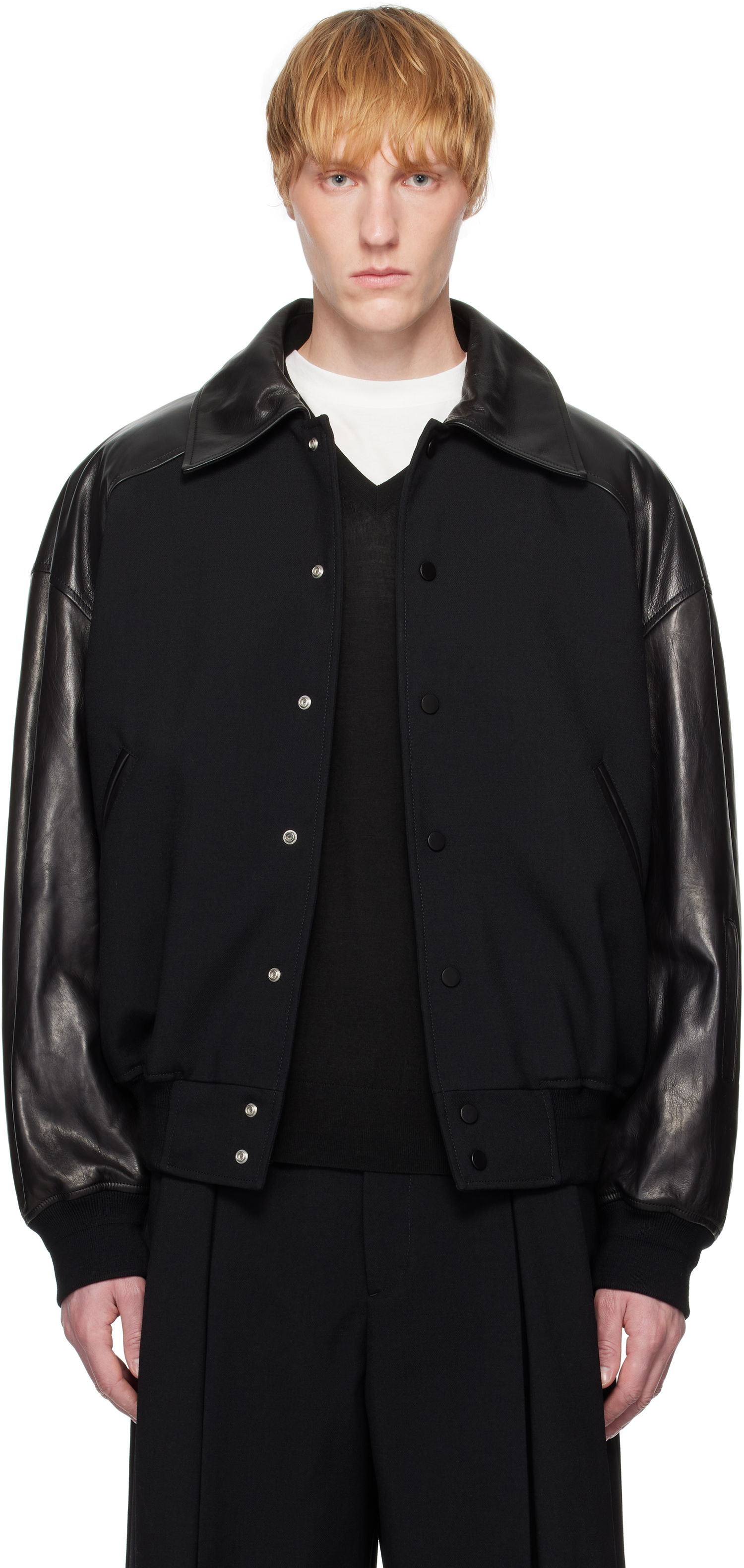 Bomber bunda Jil Sander Jil Sander Padded Leather Bomber Jacket Čierna | J21SW0050_J40160, 0