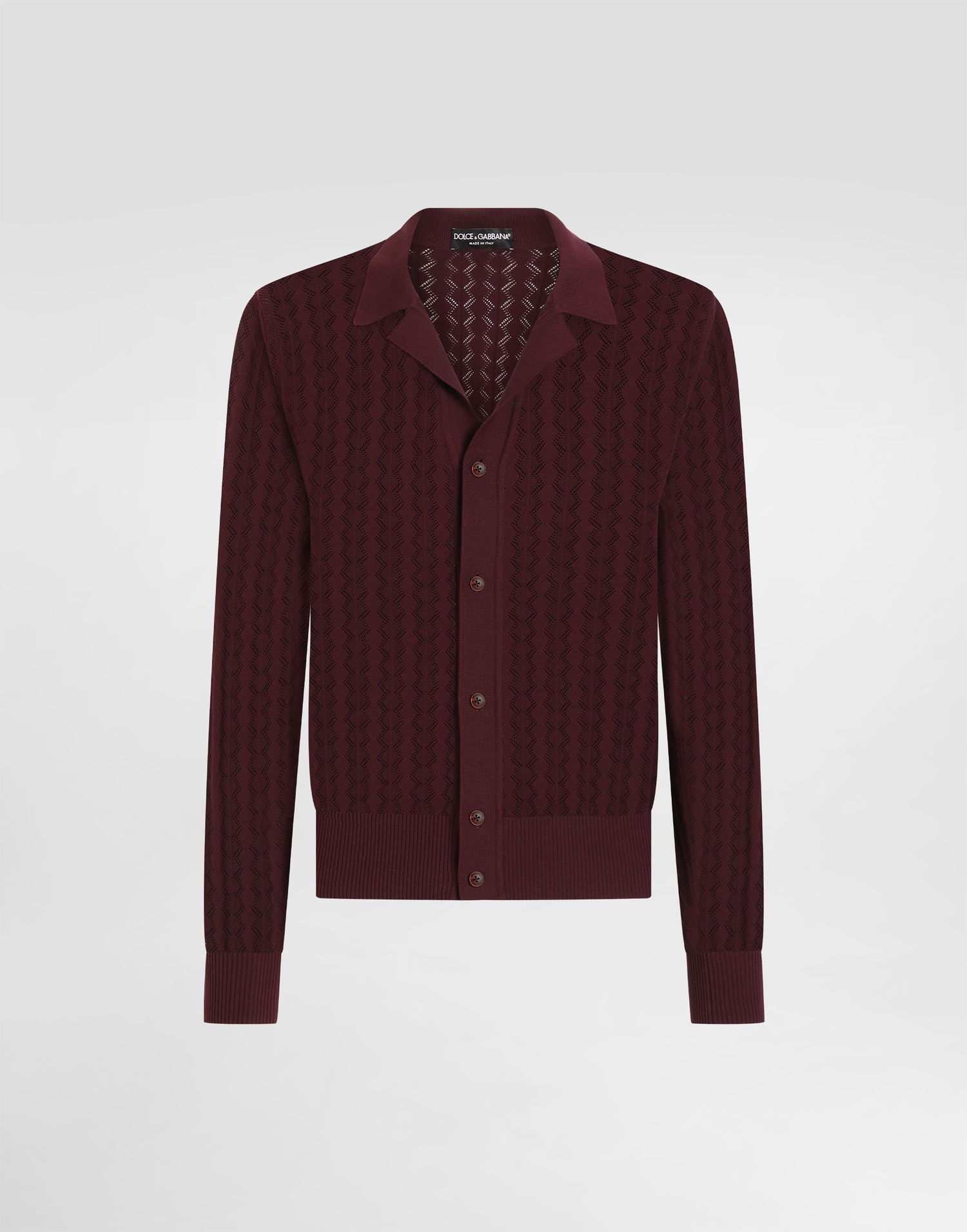 Polo tričko Dolce & Gabbana Dolce & Gabbana Openwork-Knit Polo Shirt Vínová | GXVB9TJBCFJM5039, 0