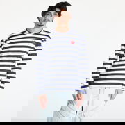 Comme des Garçons PLAY Stripe Emblem Long Sleeve T-Shirt with Rhinestone